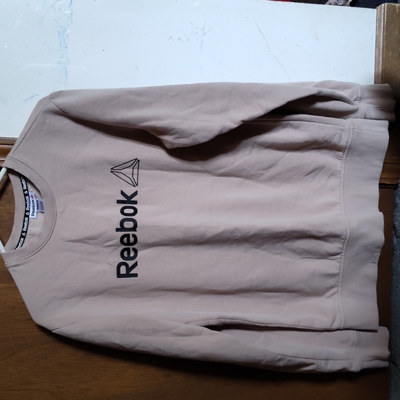 Small Men's Reebok Crew Neck Sweatshirt, Beige - Picture 1 of 2